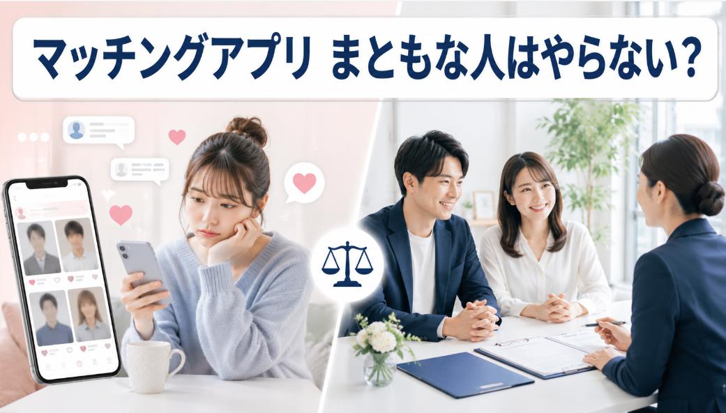 マッチングアプリまともな人はやらない理由|結婚相談所との決定的な違い